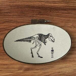 Dinosaur Skeleton Embroidery Art